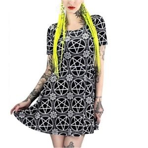 Killstar velvet pentagram skater dress